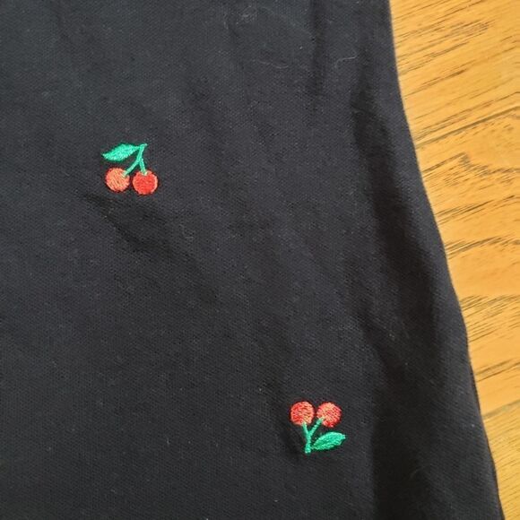 🔸️Talbots Blue & Red Cherry Print Short Sleeve Polo Top Medium - Picture 7 of 10